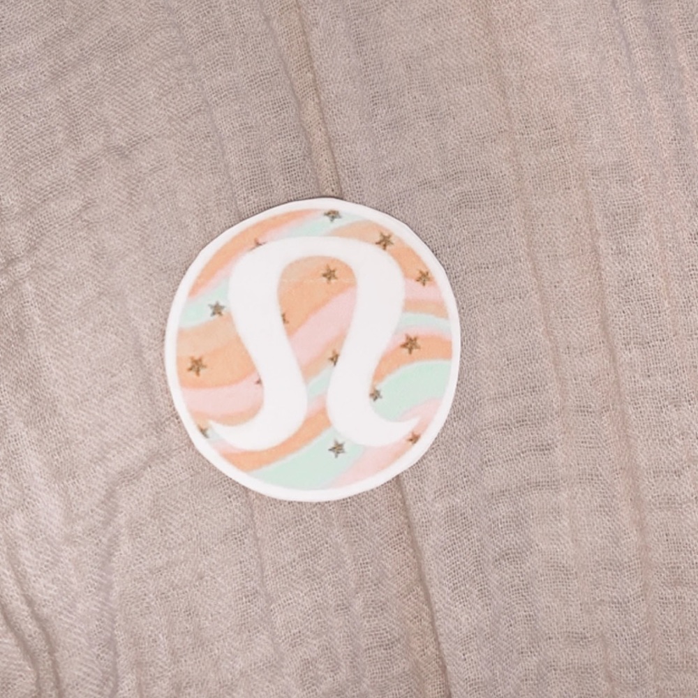 lululemon sticker w/ a cute background